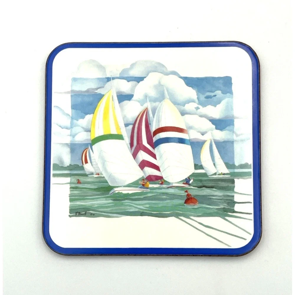 Pimpernel Regatta Coasters England‎ Set of 6 Cork Back 4